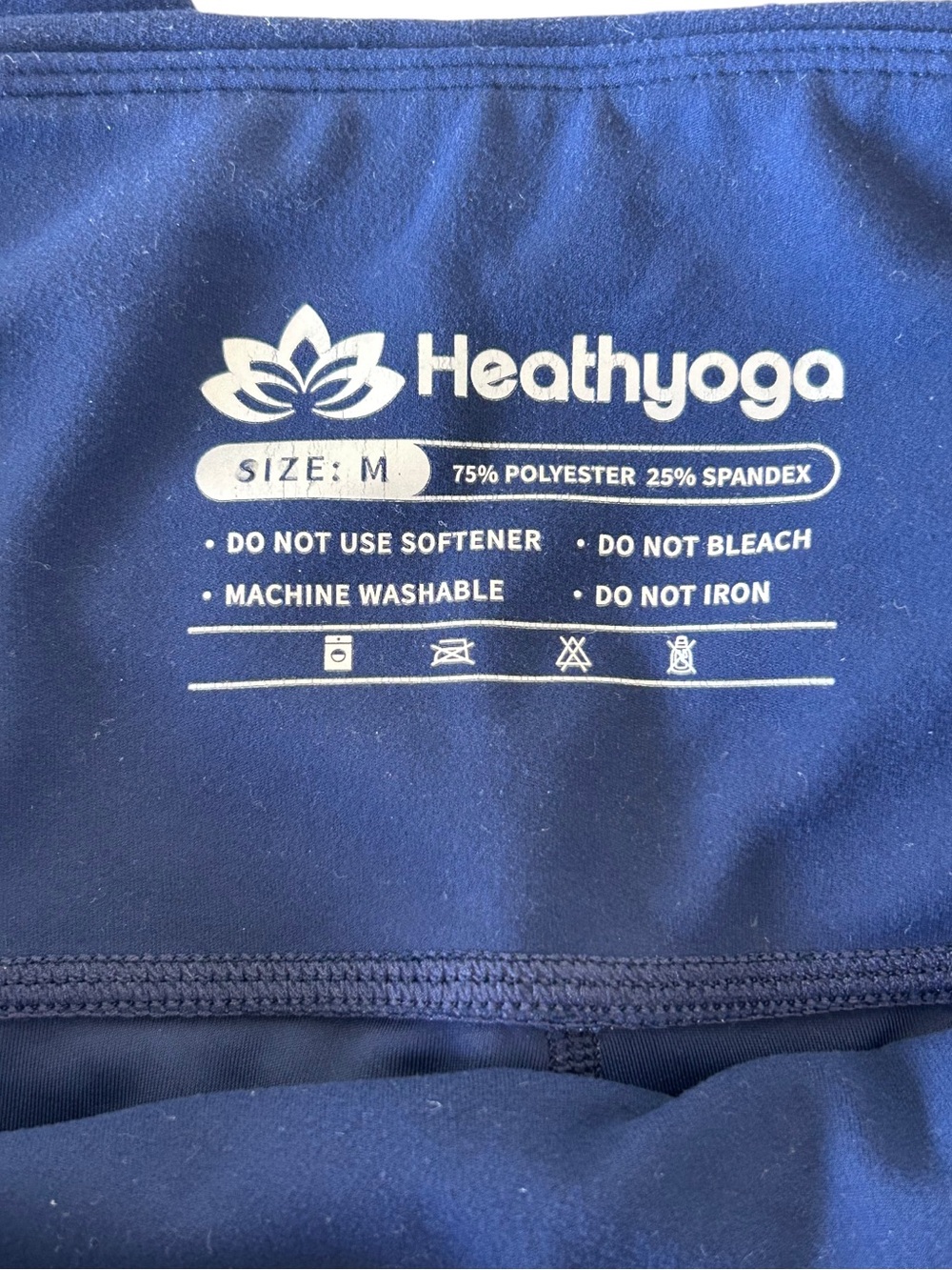 4/$20 Heathyoga Navy Blue High Rise Cropped Yoga Leggings Pockets Medium - Picture 3 of 3